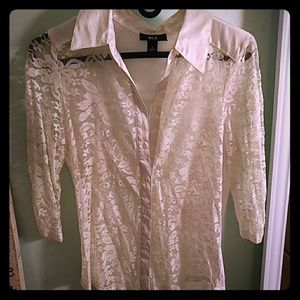 White front and arm laced button down.